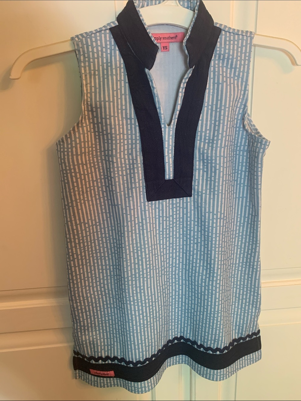 Simply Southern Light Blue and Navy Sleeveless Tunic Dress